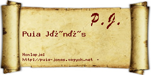 Puia Jónás névjegykártya
